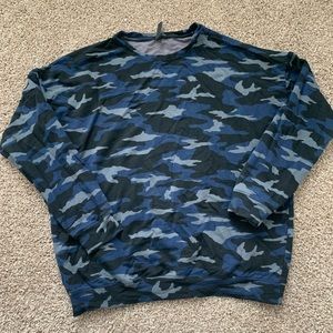 Athleta blue camo long sleeve pullover- balance pullover